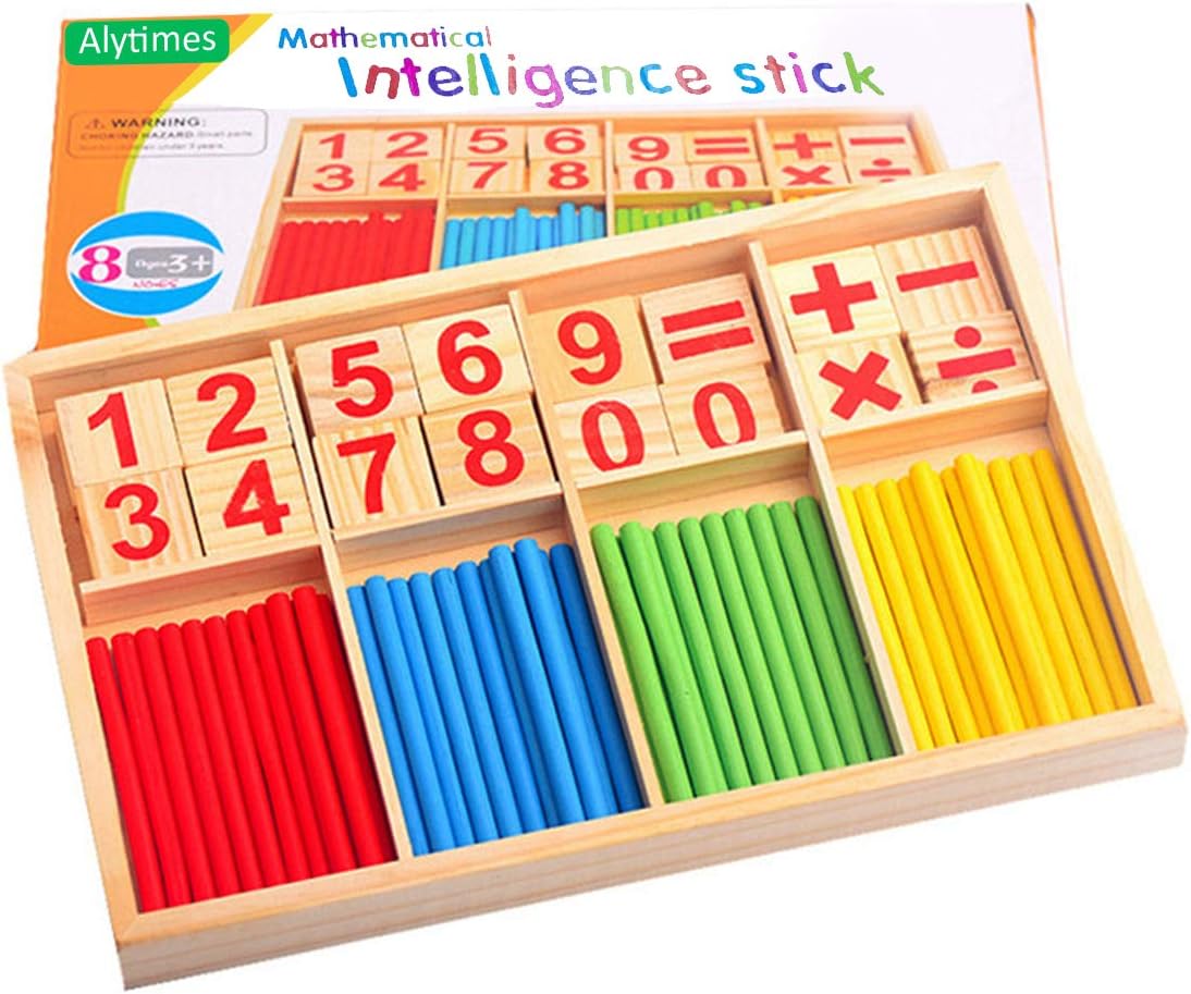 Joc Montessori Matematic pentru Copii – Set din Lemn cu Bețișoare de Numărat și Operații